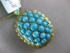 ANTIQUE LARGE AAA TURQUOISE 18KT YELLOW GOLD 3D LEAF CLUSTER SUN BURST PENDANT