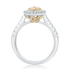 ESTATE .81CT WHITE & FANCY YELLOW DIAMOND 14KT WHITE GOLD PEAR ANNIVERSARY RING
