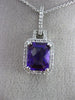 ESTATE LARGE 2.70CT DIAMOND & AMETHYST 14KT WHITE GOLD HALO EMERALD CUT PENDANT