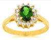 1.25CT DIAMOND & AAA CHROME DIOPSIDE 14KT YELLOW GOLD OVAL HALO FLOWER FUN RING