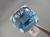 ANTIQUE MASSIVE 18.06CT DIAMOND & BLUE TOPAZ 14KT WHITE GOLD 3D HEART LOVE RING
