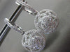 ESTATE LARGE .7CT DIAMOND 14K WHITE GOLD CIRCULAR FLOWER HUGGIE HANGING EARRINGS
