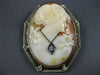 ANTIQUE LARGE .07CT DIAMOND CLASSIC LADY FLOWER CAMEO PIN PENDANT #21437