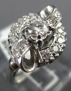 ANTIQUE WIDE .60CT DIAMOND 14KT WHITE GOLD 3D FILIGREE BOW ENGAGEMENT RING #5326