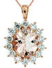 ESTATE LARGE 5.90CT DIAMOND & AAA MORGANITE 14K ROSE GOLD 3D OVAL FLOWER PENDANT