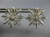 ESTATE EXTRA LARGE 1.26CT DIAMOND 14KT WHITE GOLD 3D FLOWER SNOW FLAKE EARRINGS