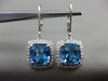 ESTATE LARGE 5.56CT DIAMOND & BLUE TOPAZ 14KT WHITE GOLD SQUARE HANGING EARRINGS