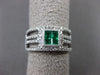 ESTATE WIDE .89CT DIAMOND & AAA EMERALD 14KT WHITE GOLD 3D MULTI ROW SQUARE RING