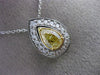 ESTATE GIA 1.51CT DIAMOND & FANCY YELLOW 18K 2 TONE GOLD HALO PEAR SHAPE PENDANT