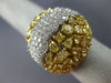 ESTATE EXTRA LARGE 9.0CT WHITE & FANCY YELLOW DIAMOND 18K TWO TONE GOLD FUN RING