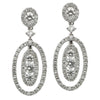 ESTATE 1.20CT DIAMOND 18KT WHITE GOLD PAST PRESENT FUTURE OVAL HANGING EARRINGS