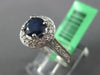 ESTATE 1.31CT DIAMOND & AAA SAPPHIRE 18KT WHITE GOLD 3D HALO ENGAGEMENT RING