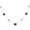 ESTATE .14CT DIAMOND & AAA TAHITIAN PEARL 14K WHITE GOLD BARREL TIN CUP NECKLACE