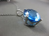 ESTATE MASSIVE 13.20CT DIAMOND & BLUE TOPAZ 14K WHITE GOLD ROPE FLOATING PENDANT