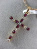 ESTATE LARGE .49CT DIAMOND & AAA RUBY 18KT ROSE GOLD 3D CROSS FLOATING PENDANT
