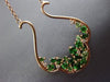 ESTATE LARGE 1.53CT DIAMOND & TSAVORITE 14K ROSE GOLD 3D FLOWER HANGING EARRINGS