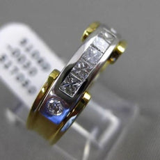 ESTATE DIAMOND PRINCESS PLATINUM & 18KT YELLOW GOLD WEDDING ANNIVERSARY RING