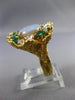 ESTATE EXTRA LARGE 8.80CT DIAMOND AAA OPAL & EMERALD 18K YELLOW GOLD 3D FUN RING