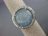 ESTATE LARGE 4.52CT DIAMOND & AAA BLUE QUARTZ 14KT WHITE GOLD OPEN FILIGREE RING