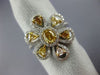 ESTATE LARGE 1.46CT MULTI COLOR DIAMOND 14KT 2 TONE GOLD MULTI SHAPE FLOWER RING
