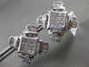 ESTATE EXTRA LARGE 3.01CT DIAMOND 14KT WHITE GOLD CROSS SQUARE CLIP ON EARRINGS