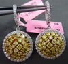 ESTATE GIA LARGE 2.94CT WHITE & INTENSE YELLOW DIAMOND 18KT 2 TONE GOLD EARRINGS