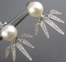 ESTATE .33CT DIAMOND & AAA SOUTH SEA PEARL 14KT WHITE GOLD SPIKE JACKET EARRINGS