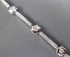 ANTIQUE 1.70CT DIAMOND 14KT WHITE GOLD 3D FLOWER BY THE YARD BRACELET #18273