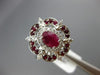 ESTATE WIDE 2.04CT DIAMOND & AAA RUBY 14KT WHITE GOLD 3D OVAL FLOWER FUN RING