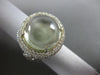 ESTATE LARGE 9.10CT DIAMOND & AAA CABOCHON GREEN AMETHYST 14KT WHITE GOLD RING