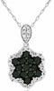 .58CT WHITE & BLACK DIAMOND 14KT WHITE GOLD CLUSTER FLOWER STAR OF DAVID PENDANT