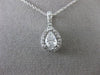 ESTATE .66CT DIAMOND 14KT WHITE GOLD CLUSTER PEAR HALO FILIGREE FLOATING PENDANT