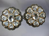ANTIQUE LARGE 12.9 DIAMOND & AAA AQUAMARINE 14K YELLOW GOLD SILVER STUD EARRINGS