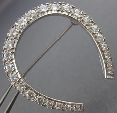 ANTIQUE LARGE 1.67CT DIAMOND PLATINUM 3D PAVE LUCKY HORSESHOE PIN BROOCH #21886