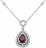 ESTATE 2.07CT DIAMOND & AAA RUBY 18KT WHITE GOLD 3D CIRCLE OF LIFE HALO NECKLACE