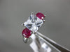 ESTATE 2.49CT DIAMOND & AAA RUBY 14KT WHITE GOLD 3D THREE STONE ENGAGEMENT RING
