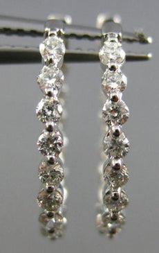 ESTATE SMALL .45CT DIAMOND 18KT WHITE GOLD 3D INSIDE OUT OVAL HANGING EARRINGS