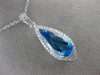 ESTATE LARGE 3.12CT DIAMOND & AAA BLUE TOPAZ 14K WHITE GOLD 3D TEAR DROP PENDANT