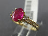 ESTATE 1.30CT DIAMOND & AAA RUBY 14K YELLOW GOLD 3D CLASSIC OVAL ENGAGEMENT RING