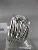 ESTATE WIDE .33CT DIAMOND 18KT WHITE GOLD MULTI ROW ROUND CLUSTER PAVE FUN RING