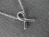 ESTATE .18CT DIAMOND 14KT WHITE GOLD 3D CANCER AWARENESS SIGN NECKLACE