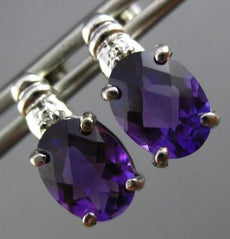 ESTATE 2.21CT DIAMOND & AAA AMETHYST 14KT WHITE GOLD CLASSIC OVAL POST EARRINGS