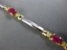 ESTATE 2.10CT DIAMOND & AAA RUBY 14KT TWO TONE GOLD THREE STONE TENNIS BRACELET