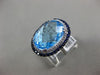 LARGE 16.90CT DIAMOND BLUE TOPAZ & AAA SAPPHIRE 14KT WHITE GOLD 3D CUSHION RING