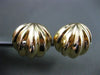 ESTATE LARGE 14KT YELLOW GOLD 3D CIRCULAR PUMPKIN RIDGED CLIP ON EARRINGS