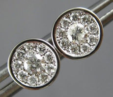 ESTATE .33CT DIAMOND 14KT WHITE GOLD ROUND CLUSTER SOLITAIRE BEZEL STUD EARRINGS