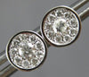 ESTATE .33CT DIAMOND 14KT WHITE GOLD ROUND CLUSTER SOLITAIRE BEZEL STUD EARRINGS