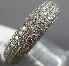 ESTATE WIDE 1.02CT DIAMOND 14KT WHITE GOLD 3D MULTI ROW HEART ANNIVERSARY RING