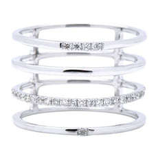 ESTATE .15CT DIAMOND 18KT WHITE GOLD 3D CLASSIC MULTI ROW SEMI ETERNITY FUN RING