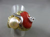 ANTIQUE DIAMOND AAA PEARL & CORAL 14KT TWO TONE GOLD HANDCRAFTED ETOILE FUN RING